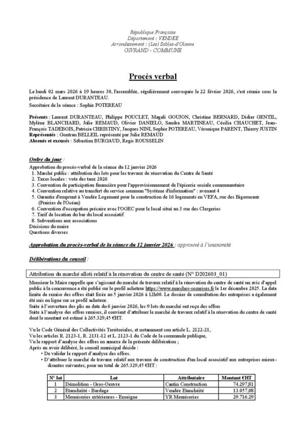 Image du document Mars 2026 – Procès verbal