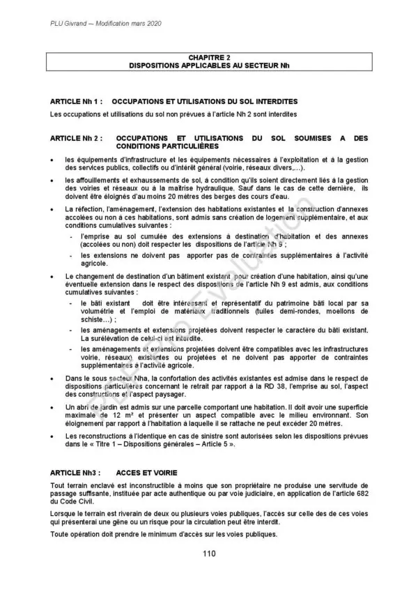 Image du document Règlement zone Nh