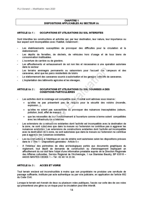 Image du document Règlement zone Uc