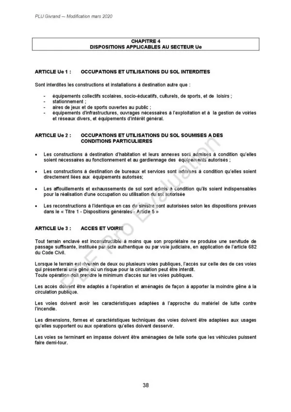 Image du document Règlement zone Ue